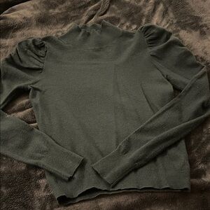 Express Dark Green Puff Sleeve Sweater